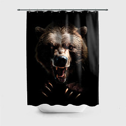 Шторка для ванной Бурый агрессивный медведь