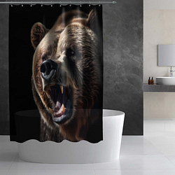Шторка для душа Бурый медведь рычит, цвет: 3D-принт — фото 2