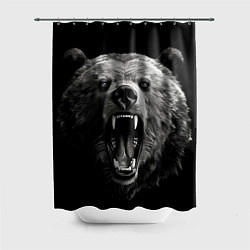 Шторка для душа Агрессивный таежный медведь, цвет: 3D-принт