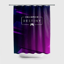 Шторка для душа Destiny gaming champion: рамка с лого и джойстиком, цвет: 3D-принт