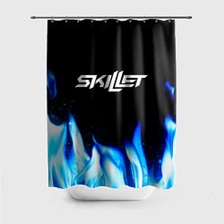 Шторка для душа Skillet blue fire, цвет: 3D-принт