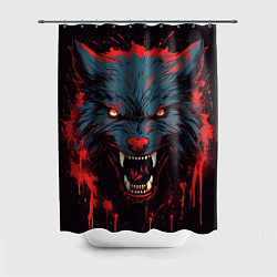 Шторка для ванной Red blue wolf