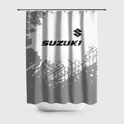 Шторка для душа Suzuki speed на светлом фоне со следами шин: симво, цвет: 3D-принт