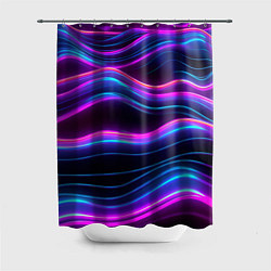 Шторка для душа Фиолетовые неоновые волны, цвет: 3D-принт