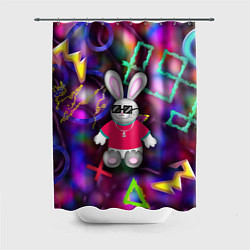 Шторка для душа Кролик в футболке, цвет: 3D-принт