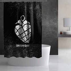 Шторка для душа Green Day с потертостями на темном фоне, цвет: 3D-принт — фото 2