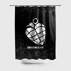 Шторка для ванной Green Day с потертостями на темном фоне