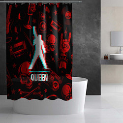 Шторка для душа Queen rock glitch, цвет: 3D-принт — фото 2