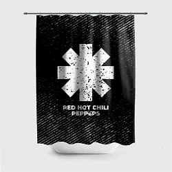 Шторка для душа Red Hot Chili Peppers с потертостями на темном фон, цвет: 3D-принт