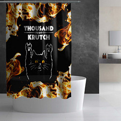 Шторка для душа Thousand Foot Krutch рок кот и огонь, цвет: 3D-принт — фото 2