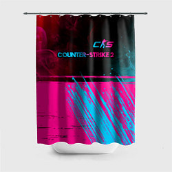 Шторка для душа Counter-Strike 2 - neon gradient: символ сверху, цвет: 3D-принт