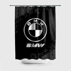 Шторка для ванной BMW speed на темном фоне со следами шин