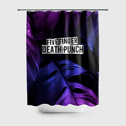 Шторка для душа Five Finger Death Punch neon monstera, цвет: 3D-принт