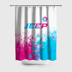 Шторка для душа Jeep neon gradient style: символ сверху, цвет: 3D-принт