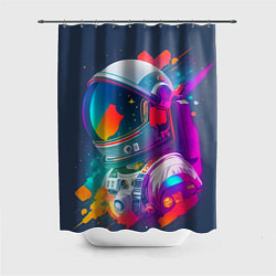Шторка для ванной Космонавт - акварельные мазки