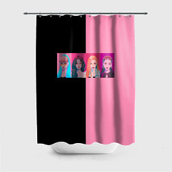 Шторка для ванной Группа Black pink на черно-розовом фоне