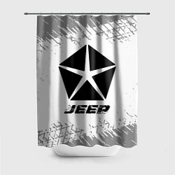 Шторка для ванной Jeep speed на светлом фоне со следами шин