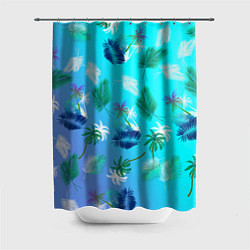 Шторка для душа Пальмы на голубом градиенте, цвет: 3D-принт