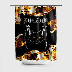Шторка для душа Burzum рок кот и огонь, цвет: 3D-принт