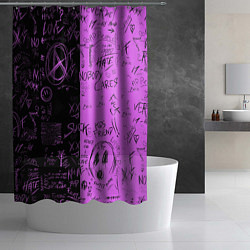 Шторка для душа Dead inside purple black, цвет: 3D-принт — фото 2