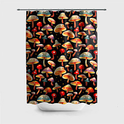 Шторка для душа Разноцветный грибной паттерн, цвет: 3D-принт