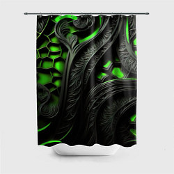 Шторка для душа Green black abstract, цвет: 3D-принт