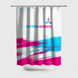 Шторка для душа Mitsubishi neon gradient style: символ сверху, цвет: 3D-принт