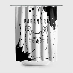 Шторка для душа Paramore рок кот на светлом фоне, цвет: 3D-принт