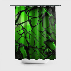 Шторка для душа Зеленое треснутое стекло, цвет: 3D-принт