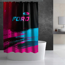 Шторка для душа Ford - neon gradient: символ сверху, цвет: 3D-принт — фото 2