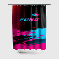 Шторка для душа Ford - neon gradient: символ сверху, цвет: 3D-принт