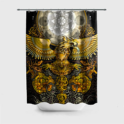 Шторка для ванной Золотой орёл - славянский орнамент
