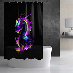 Шторка для душа Неоновый космический дракон, цвет: 3D-принт — фото 2