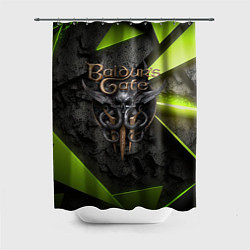 Шторка для душа Baldurs Gate 3 logo green abstract, цвет: 3D-принт