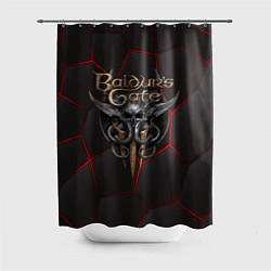 Шторка для душа Baldurs Gate 3 logo red black geometry, цвет: 3D-принт