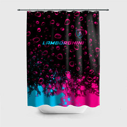 Шторка для душа Lamborghini - neon gradient: символ сверху, цвет: 3D-принт