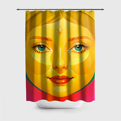 Шторка для душа Девушка желтоликая, цвет: 3D-принт