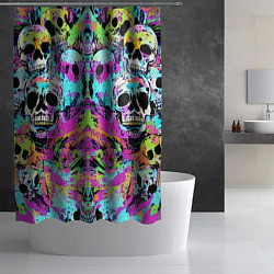 Шторка для душа Зеркальный паттерн из черепов - поп-арт, цвет: 3D-принт — фото 2