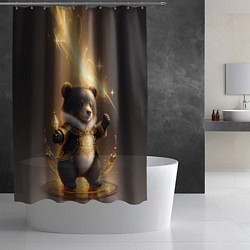 Шторка для душа Бурый медвежонок с фонариком, цвет: 3D-принт — фото 2