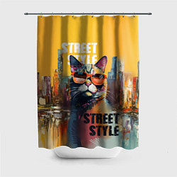 Шторка для душа Кот в городе - street style, цвет: 3D-принт