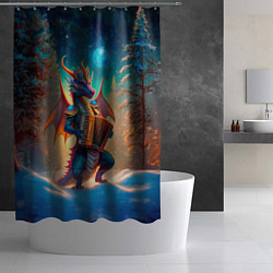 Шторка для душа Дракон играет на аккордеоне, цвет: 3D-принт — фото 2
