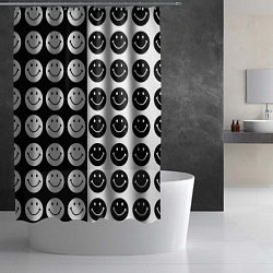 Шторка для душа Smiley black and white, цвет: 3D-принт — фото 2