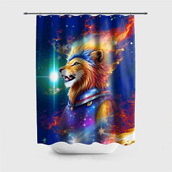 Шторка для душа Космический лев - неоновое свечение, цвет: 3D-принт