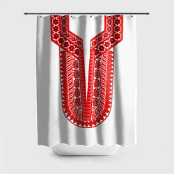 Шторка для душа Красная славянская вышиванка, цвет: 3D-принт