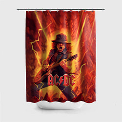 Шторка для душа ACDC rock music fire, цвет: 3D-принт