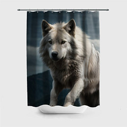 Шторка для душа Белый волк вожак стаи, цвет: 3D-принт