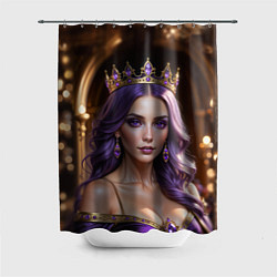 Шторка для ванной Девушка с фиолетовыми волосами в короне