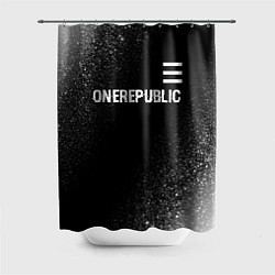 Шторка для душа OneRepublic glitch на темном фоне: символ сверху, цвет: 3D-принт