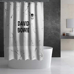 Шторка для душа David Bowie glitch на светлом фоне: символ сверху, цвет: 3D-принт — фото 2