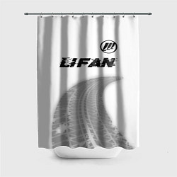 Шторка для душа Lifan speed на светлом фоне со следами шин: символ, цвет: 3D-принт